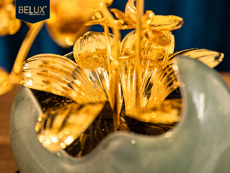 Chậu Lan Mãn Nguyệt mạ vàng 24k&nbsp;18x11x29cm